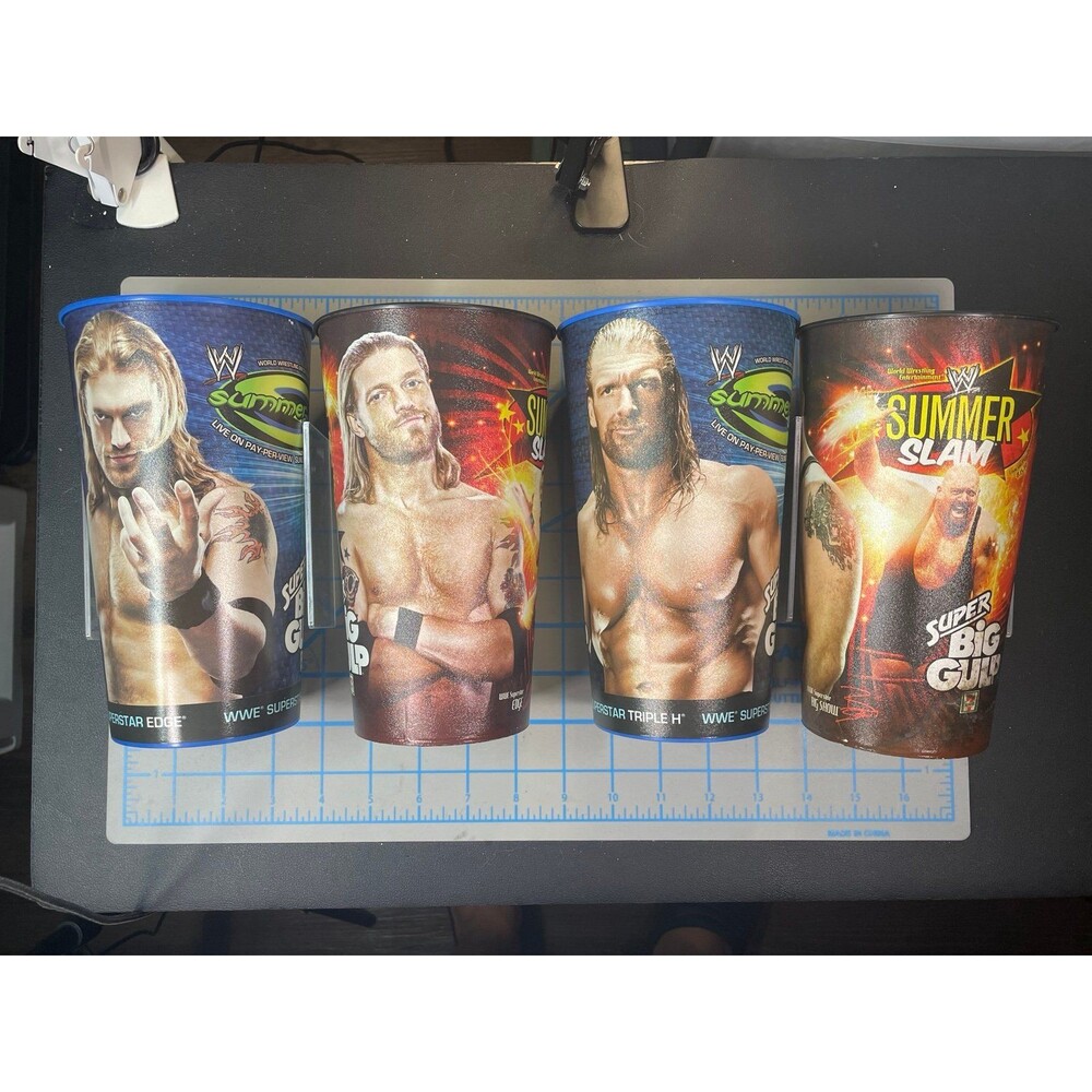 WWE Summerslam Collectible Big Gulp Cup Lot Edge Triple H HHH Big Show 7 Eleven